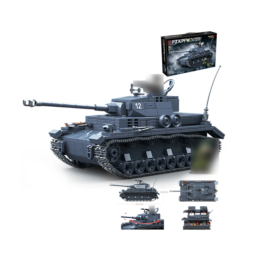 Wholesale 985pcs Bricks DIY Kids Toys OEM ODM Custom Classic World War WW2 Military Vehicles German Tank Model Building Blocks