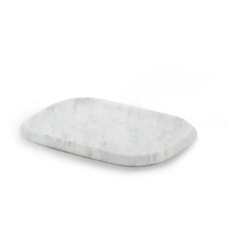 Rectangle Light Grey Natural Marble storage trays modern Minimalist ring jewelry watch display tray