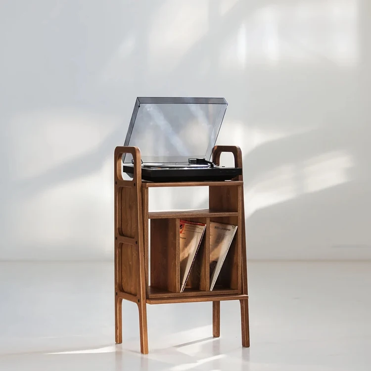 Plywood Media Console Cabinet Vinyl Record Storage Vinyl Record Floor Display Rack Vintage Cupboard Record Storage Cabinet