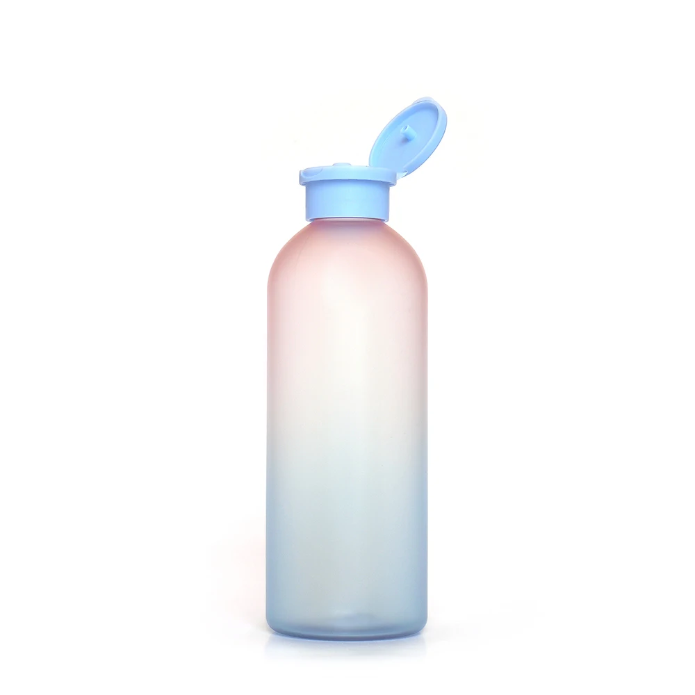 plastic lotion bottle with flip cap 300ml blue pink gradient pet bottle 10oz plastic clear shampoo bottle with flip top cap