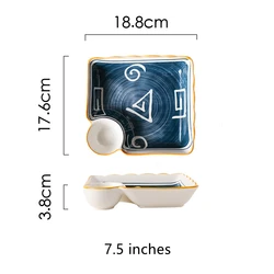 Hensin White And Blue High Quality Fine Restaurant Japanese Style Popular Wholesale Dinnerware Sauce Ceramic Plate For Weeding