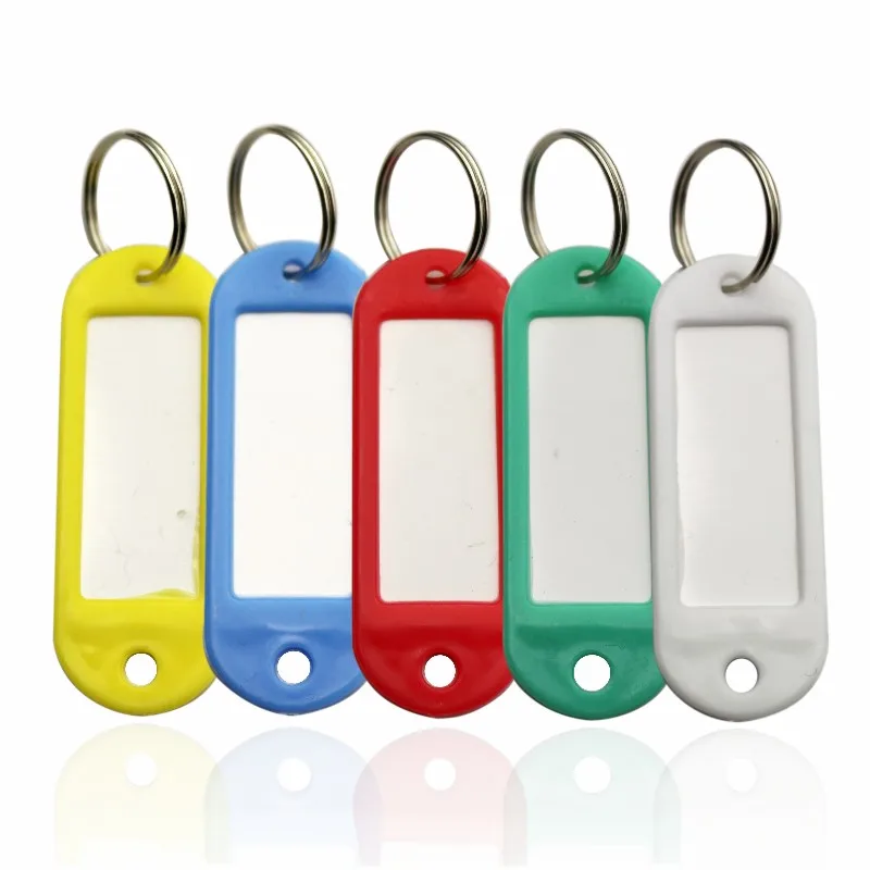 Wholesale oval plus long plastic key chain multi-color car key tag number sorting card key chain