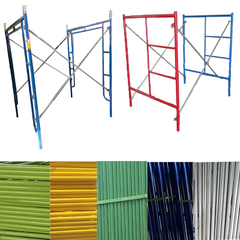 Andaimes Tubulares mobile powder coated painted steel frame scaffolding with platform  joint pins  wheels for Brasil and Mexico