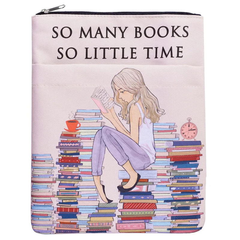 Reusable Canvas Customize Simple Book Cover Sleeve Protector Washable Book Protector with Zipper Book Covers for Paperbacks