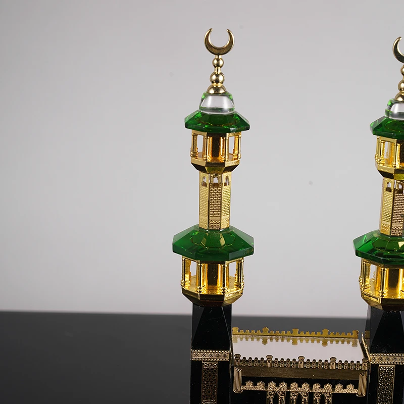 New Wholesale Ramadan Gift Kelbai Clock Model Islamic Ornaments Crystal Model Building For Wedding Souvenirs Gifts