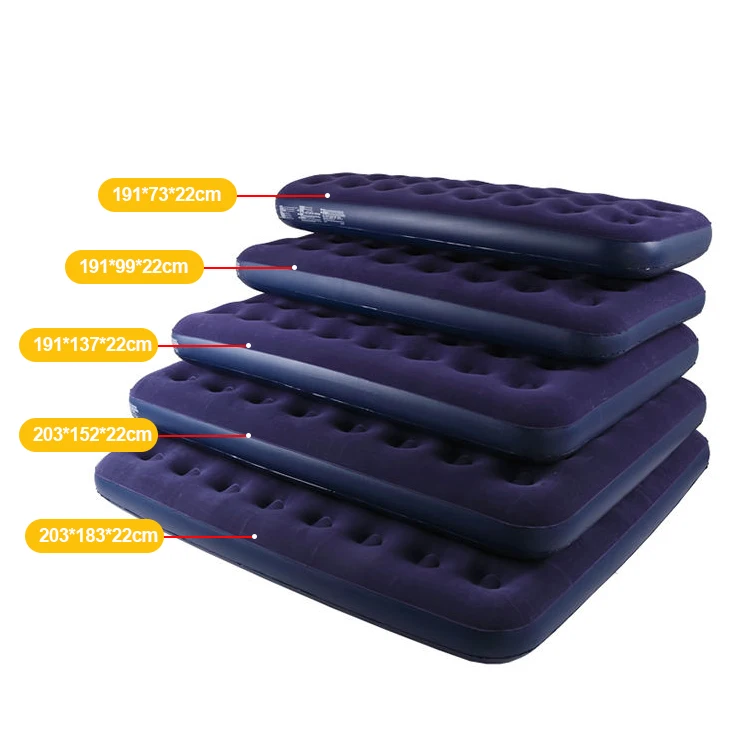 High Quality Flocked PVC Full Size Easy Carry Inflatable Air Sleeping Bed Mattress Camping  inflatable mattress Portable bed