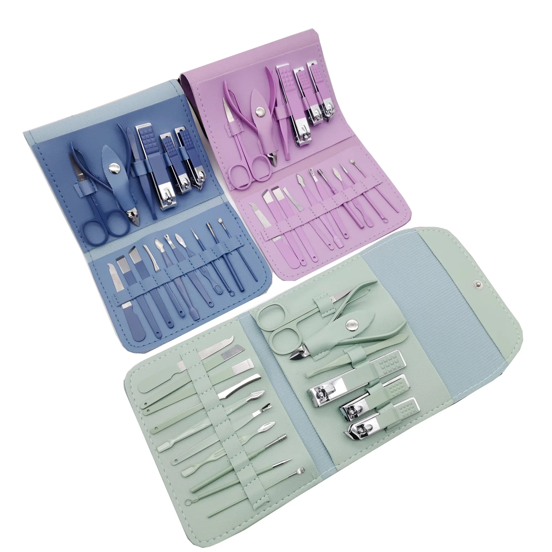 Stainless Steel Nail Sets Beauty Manicure Candy Color 16pcs Professional Manicure Pedicure Tool Sets Manufacturers