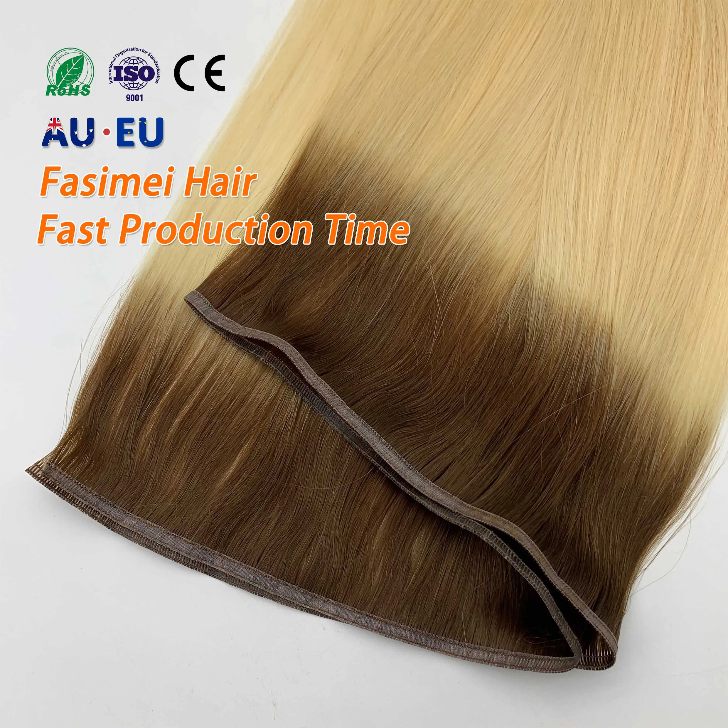 Best Quality Russian Skin Flat Weft Remy Gold 100% Virgin Seamless Injected Human Hair Extensions Brand Wholesale Genius Weft