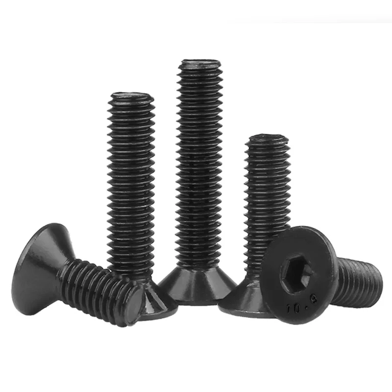 DIN7991 metric black m2 m2.5 m3 m4 m5 m6 m8 grade 10.9 black oxide flat  hexagon socket countersunk head cap screws