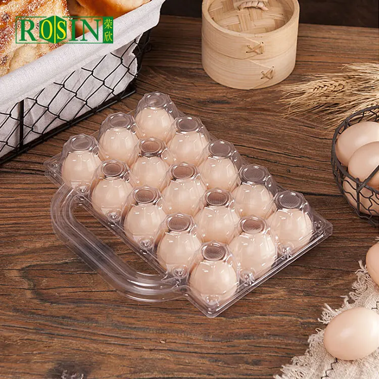 wholesale 15 18 30 cell disposable clear plastic chicken egg tray with lid clamshell quail egg tray packaging with handle