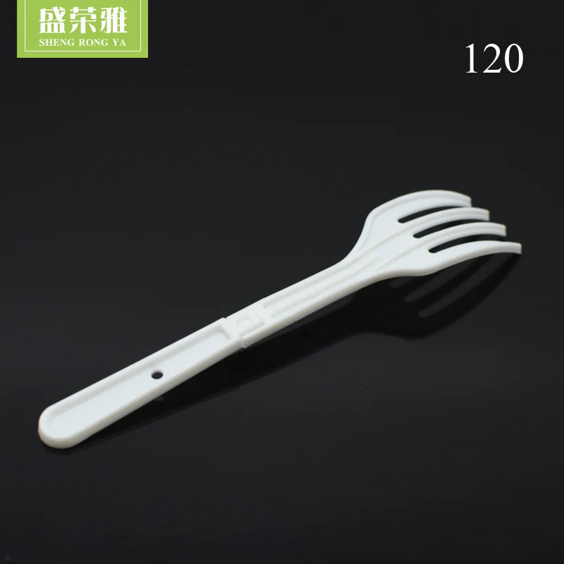 Белая пластиковая складная вилка высокого качества для торта, пирога, лапши
