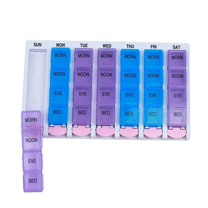 Pill Capsule Container Pill Box Custom Medicine Boxes Portable Pillbox Pills Container For 7 Days 28 Compartments to Hold Drug