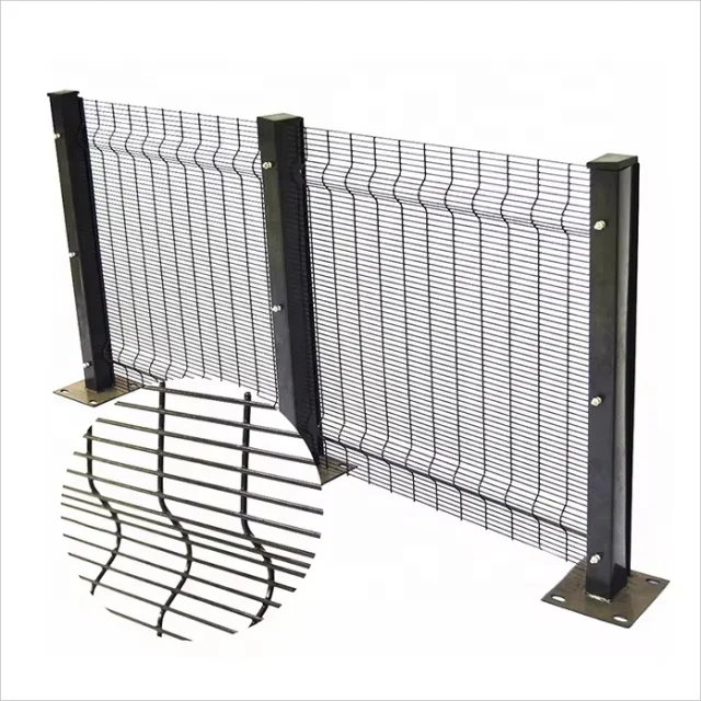 Black Green Grey 358 Security Wire Mesh 358 Prison Fence High Security Clear View Fencing Flat Panels with Metal Posts and Clips