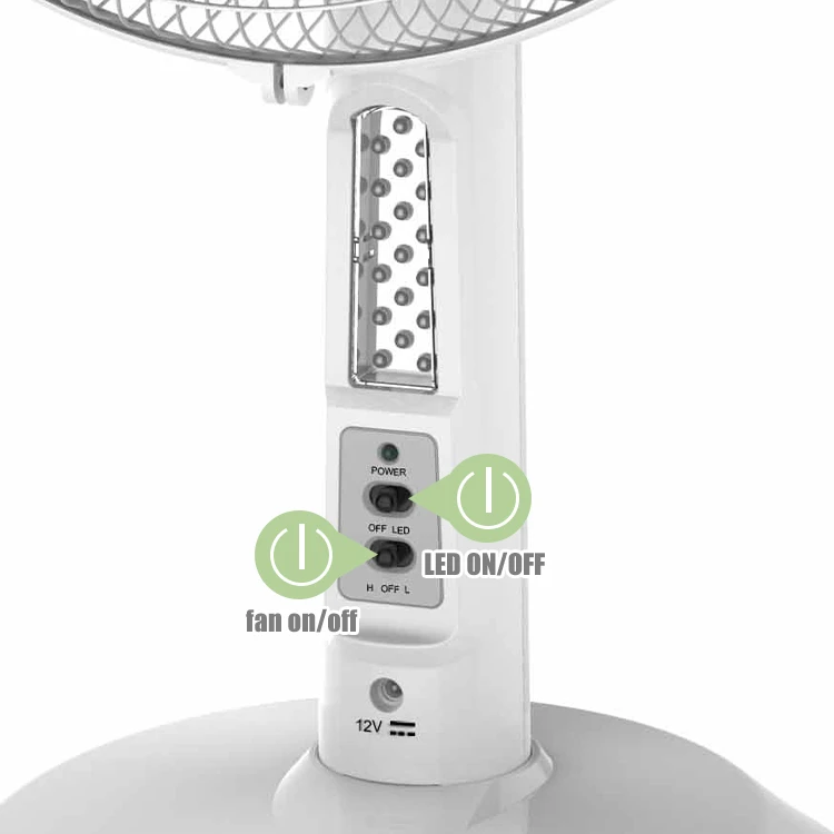 AC DC 12 Inch Portable Desk Electric Solar Power Panel 12V Air Cooling Energy Rechargeable Table Fan