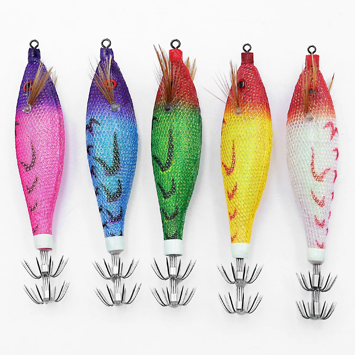 2.5# 10cm/10.5g UV Luminous Glow Fluorescent Squid Jig Hooks Shrimp Prawn Lures Octopus Jigs with BKK HOOK fishing accessories