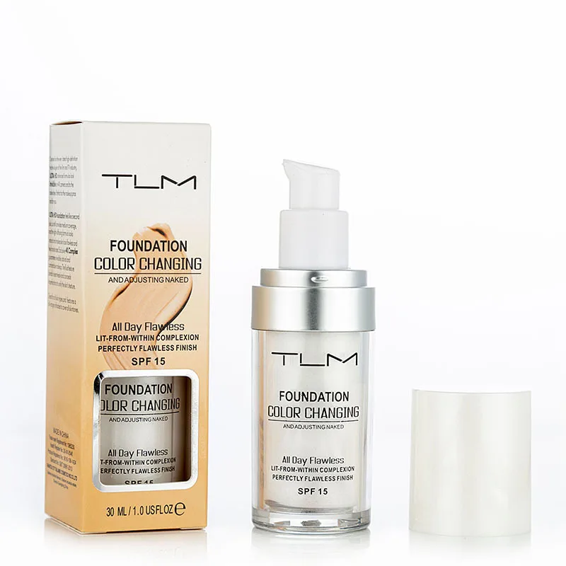 
TLM 30ML Magic Color Changing Liquid Foundation Makeup Base Nude Face Cover Concealer Long Lasting Makeup Skin Tone Foundation 