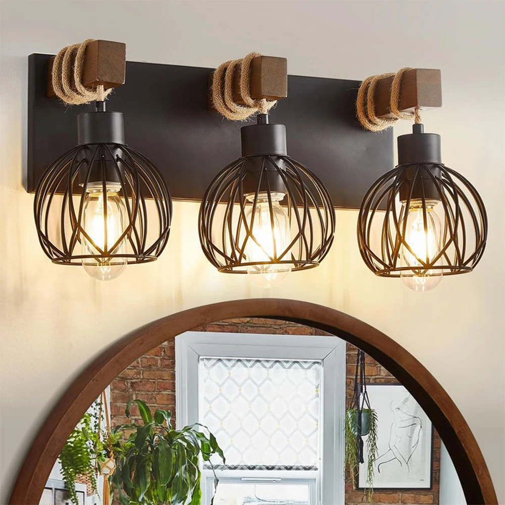 American Vintage Retro Rope Industrial Lamp Hemp Loft Restaurant Corridor Balcony Corridor Wall Lights