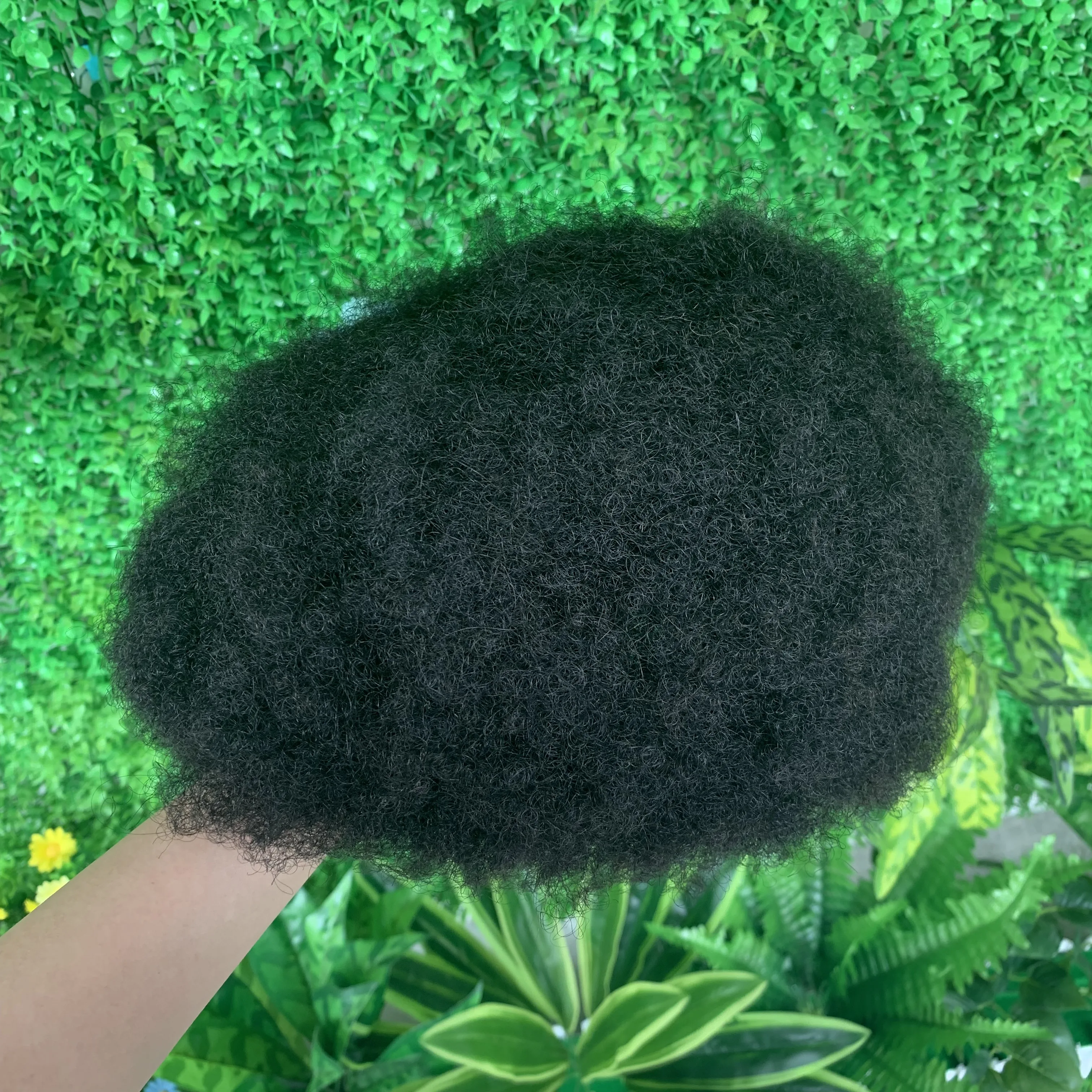 Afro Toupee for Black Men Human Hair Swiss Lace Man Weave Balding Mens Custom Hair Unit 8x10inch Male Hair 1/1b