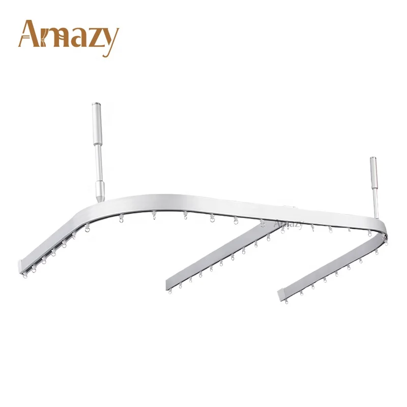 Best Selling Aluminum Smart Life Sliding Hospital Small L-Shape Flexible Curtain Rail Telescopic Hanger