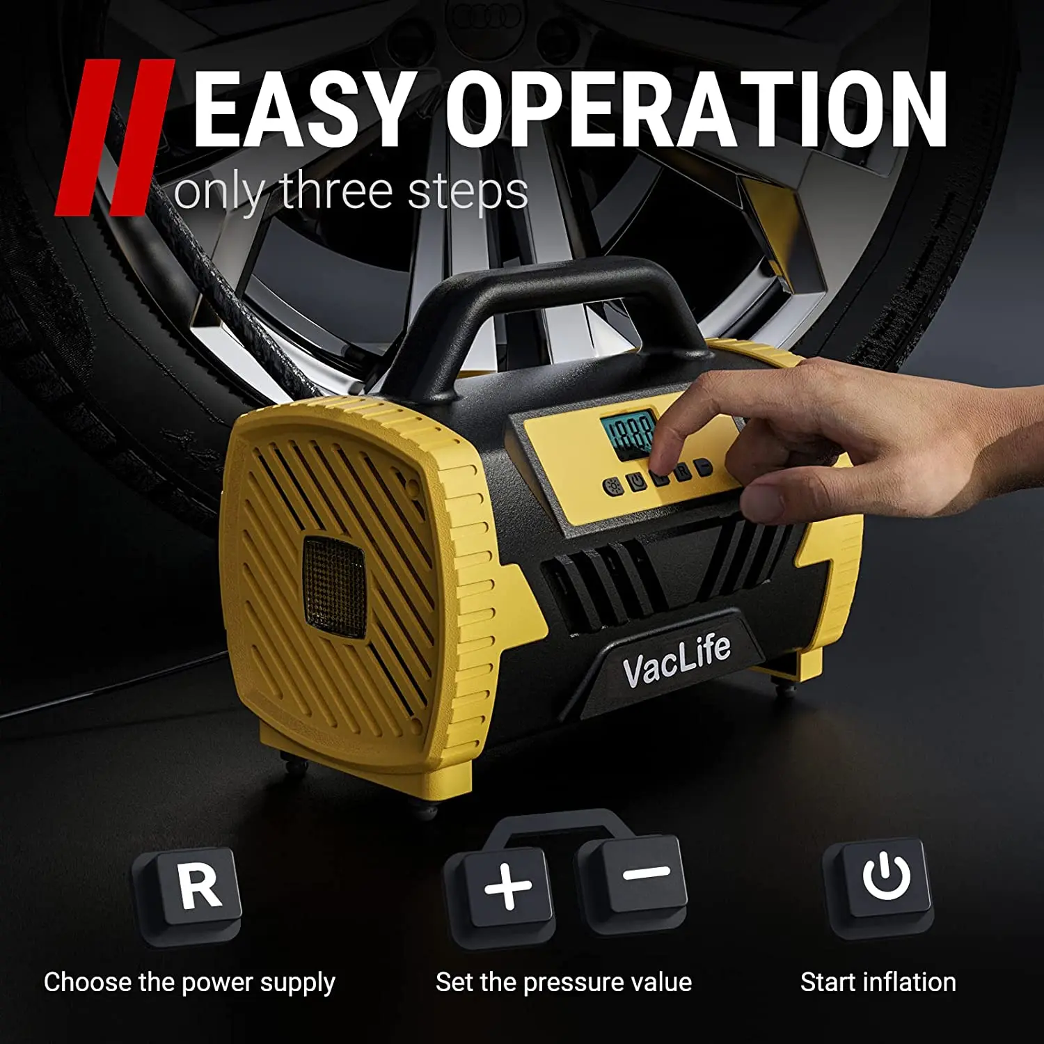 AC 220 Volt Home Use 250PSI Portable Cars Tire Inflator DC 12V Car Tyre Inflator Air Compressor Pump with LED Light