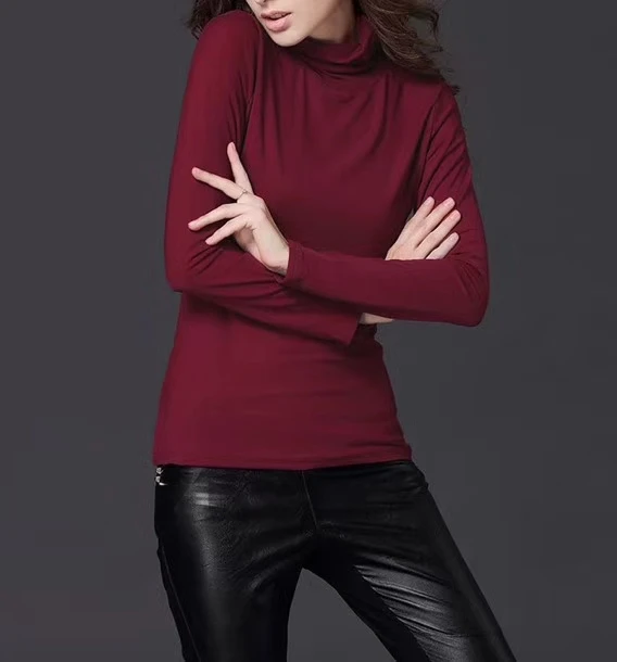 knitted ladies silk all-match turtle neck bottom slim lingerie 100% mulberry silk can be customized