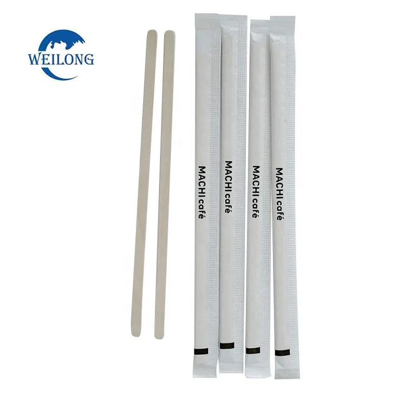 Disposable food Grade Wooden Coffee Stirrer Stick individually packaged coffee blender wooden wine mixing stick