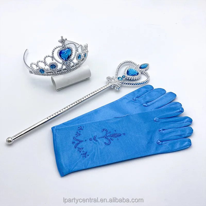 LP Princess Elsa Dress up Party Accessories  Jewelry Play Toy for Girls Party  Favors Set Elsa Crown  Tiara Gloves Wig and Wand