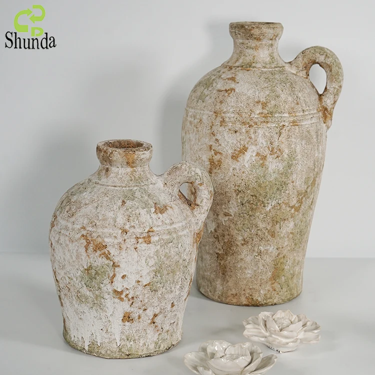 Home garden decoration custom vintage mossy rusty antique terracotta vases luxury flower vase for flower arrangement