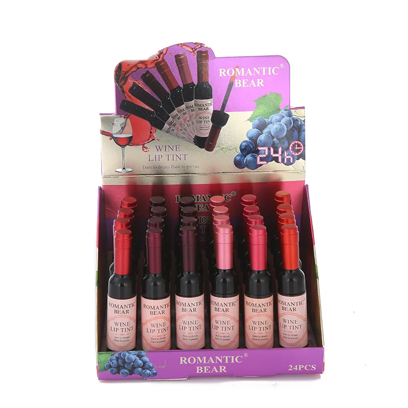 Waterproof Liquid Matte Lipgloss Red Wine Bottle Long Lasting Lip Glaze Lip Tint Private Label Wholesale Lipstick Set