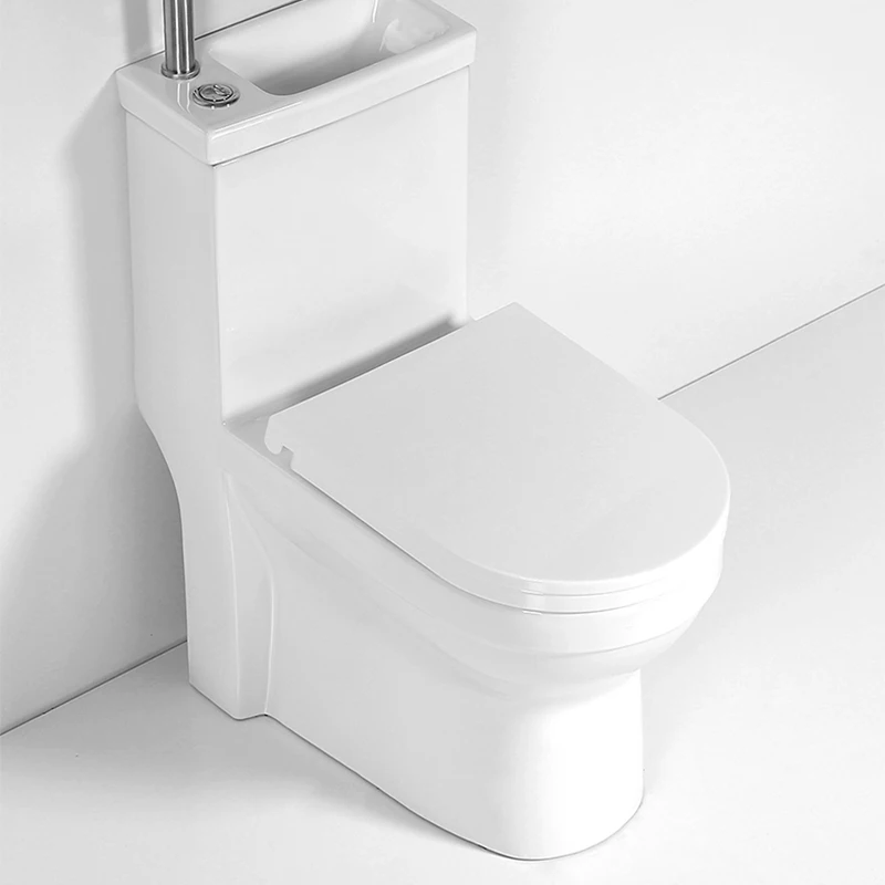 New Design White Bathroom Ceramic Sanitary Wares One Piece Toilet with Top Sink