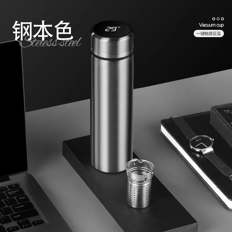 Custom logo 500ml Smart Water Cup vacuum Stainless Steel Bottle with Digital LED Temperature Display water bottles With lid