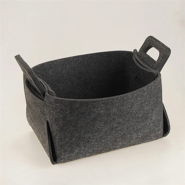 Large Capacity Black Foldable Felt Fabric Storage Basket With Strong Load-Bearing large foldable felt box