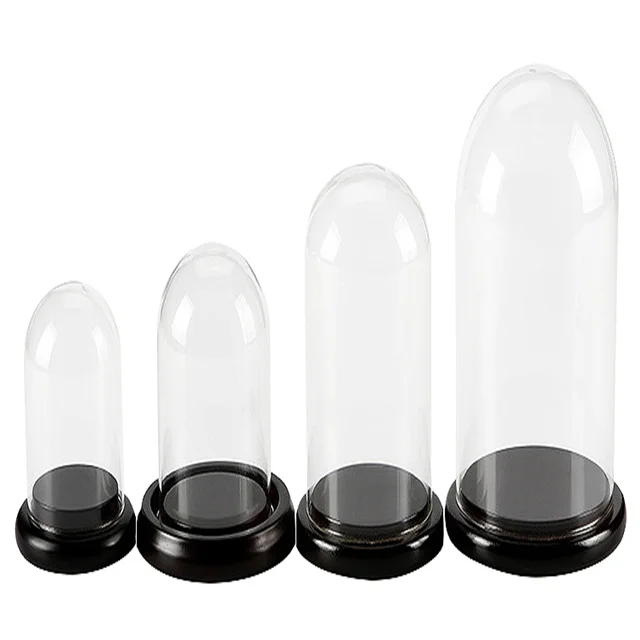 Wholesale Bell Jar Candle Eternal Rose In Glass Dome With Led Lights Wooden Base