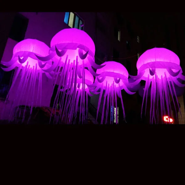 
inflatable 6m long LED lighted artificial jellyfish lighting advertising decoration for party 