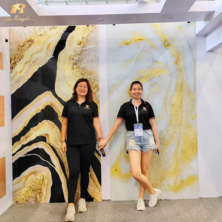 Непрерывный узор плитка бабочка вспышка золотой белый спеченный камень керамическая настенная новый дизайн для ванной стены