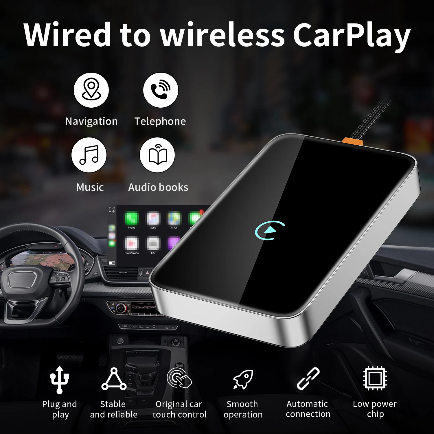 Wireless Carplay AI Box Universal Car Radio Multimedia Video Player Universal Smart Phone Adapter for iOS Android Auto Carplay
