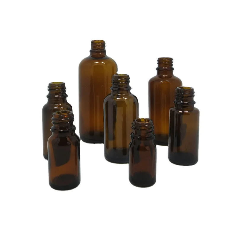 OEM Wholesale amber essential oil bottle 5ml 10ml 15ml 20ml 30ml 50ml 100ml DIN18 brown amber glass bottle with tamper proof cap