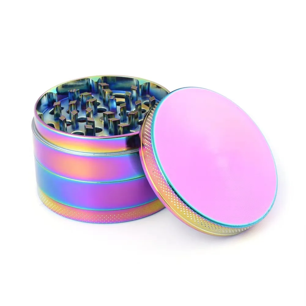 Factory 4 Parts Zinc Grinder Wholesale Tobacco Grinder 50mm Rainbow Herb Grinder Smoking Accessories With Custom Logo