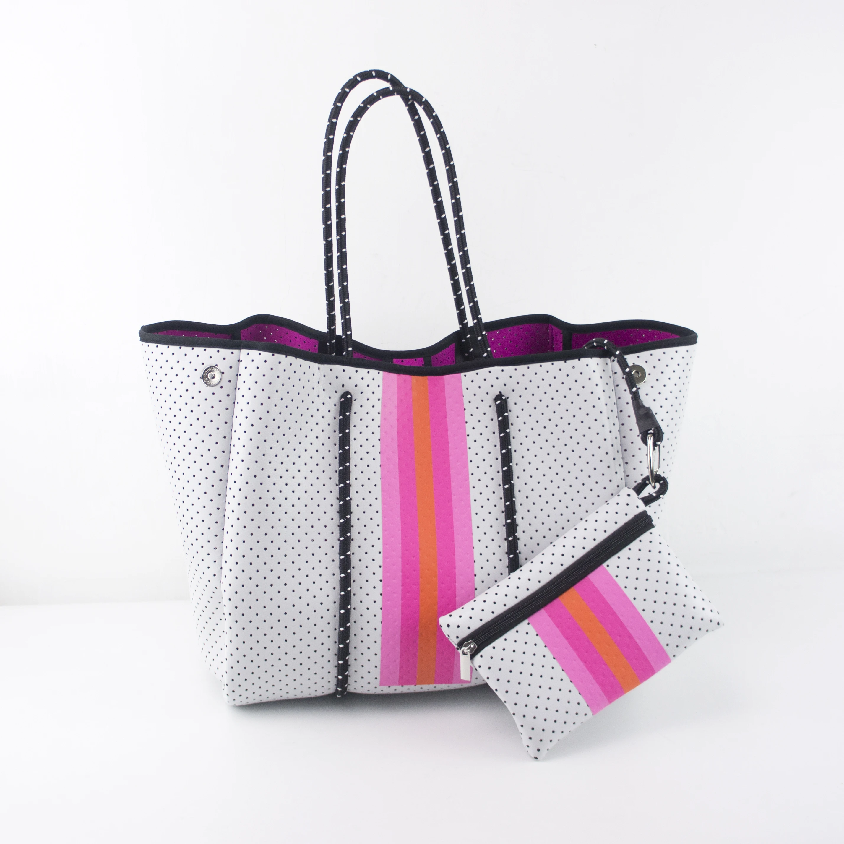 Fashion Camouflage Stripe Designer Neoprene Wholesale Beach Handbag Waterproof Neoprene Beach The Tote Bag