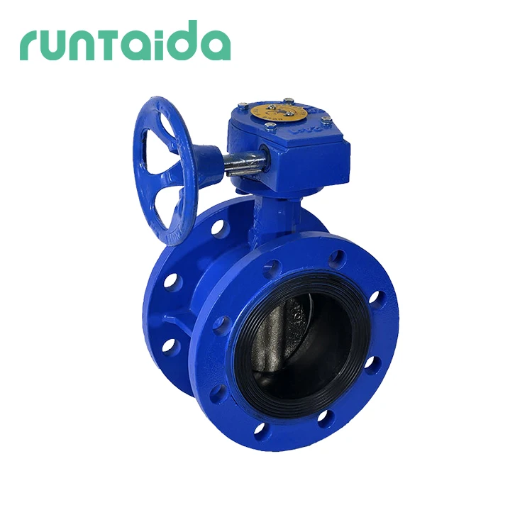 PN10 DN250 Ductile Cast Iron double flaged connection Soft Seat worm gear butterfly valve