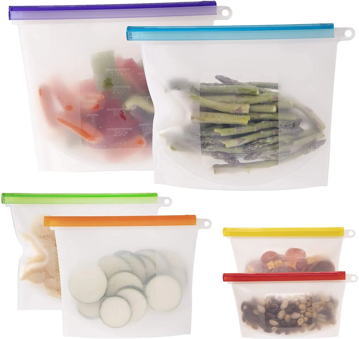 Ziplock Reusable Snack Bag Food Storage Bag Leak Proof Freezer Gallon Bags Airtight Seal Vacuum Silicone Kitchen Customized