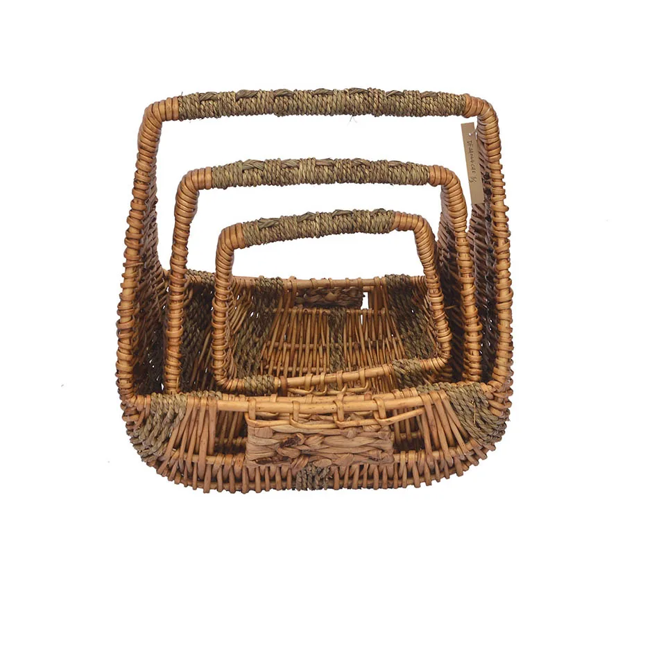 
Fair Trade Strong styles Creative Wicker &Rope Weaved baskets with handles Willow baskets 