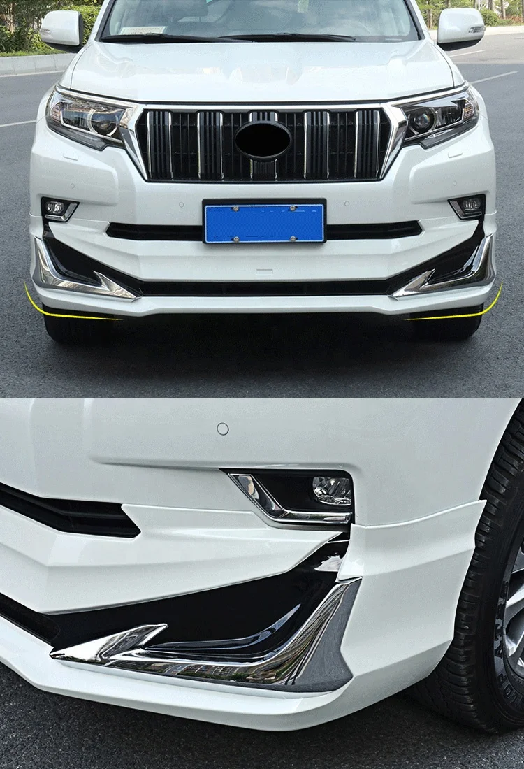 ABS Front Rear Bumper Guard Cover Body Kits With Without Light for Toyota Land Cruiser Prado 2018-2022 White Black Colors