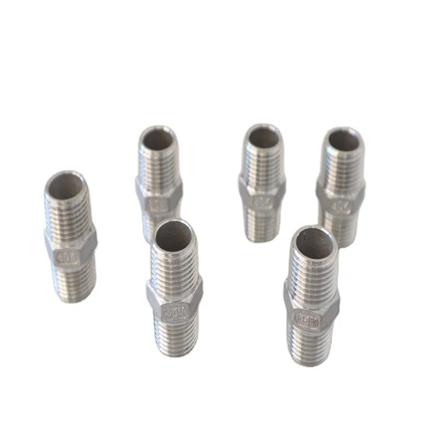 Factory custom precision machining plastic SS304/316 pipe fitting male reducer thread nipple for pipe fitting