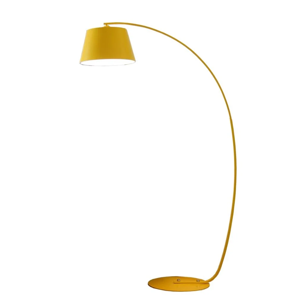 High Quality Nodic Design Curved Arm Metal Base Yellow Standing Lamps Big Arc Fish Floor Lamp