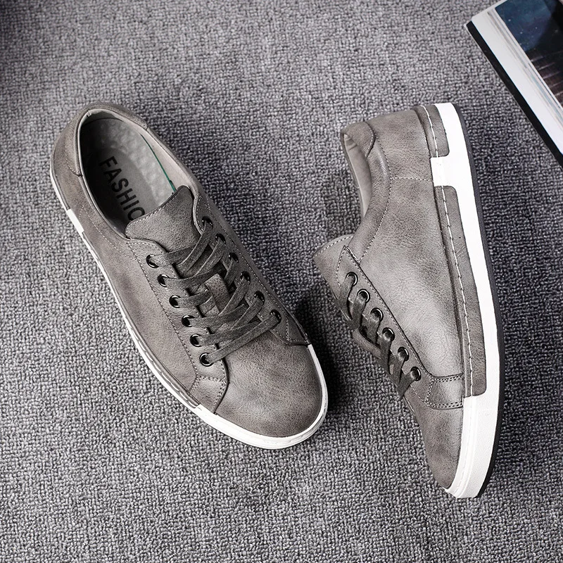 Fashion custom logo trendy PU leather sports casual shoes plus size 48 all match men sneaker