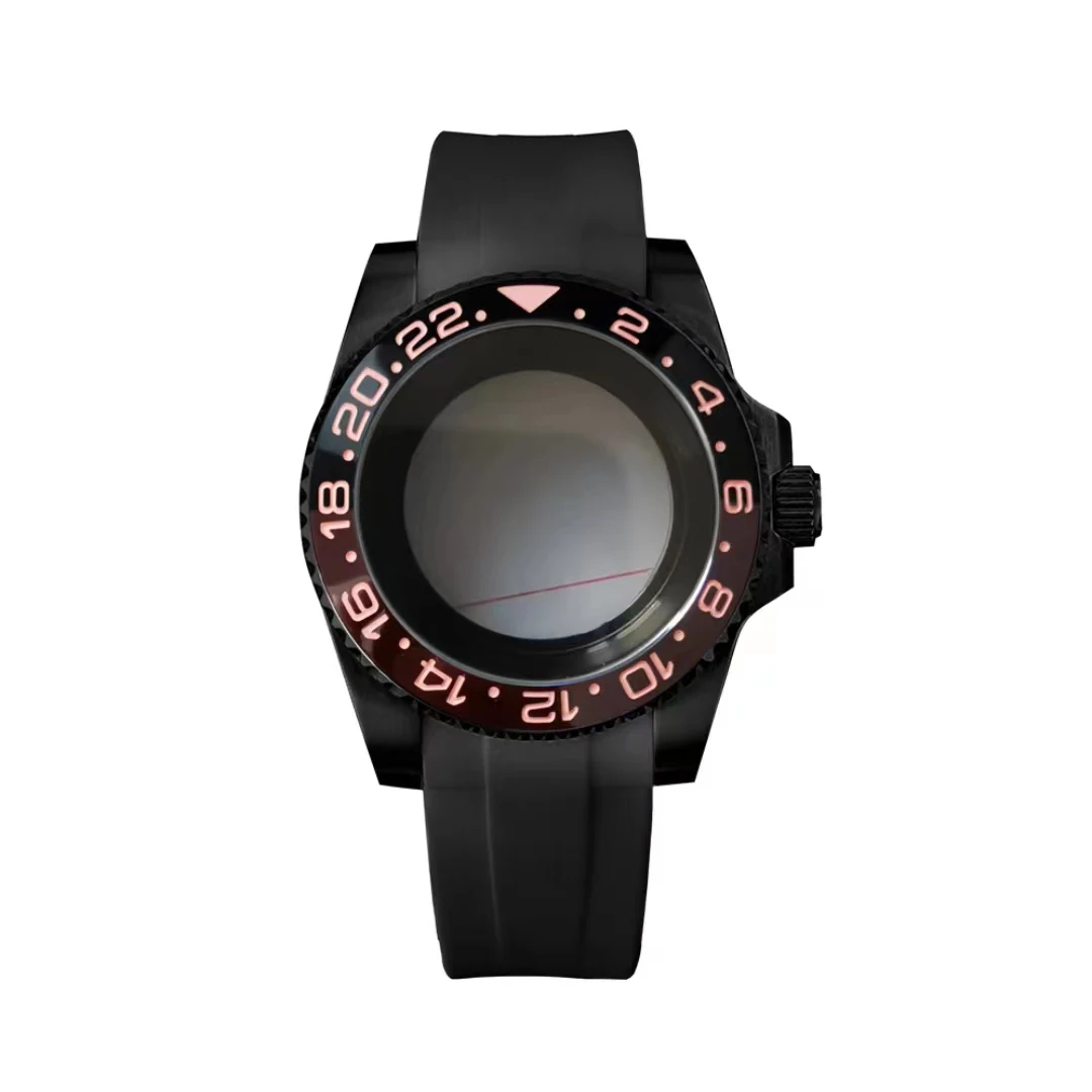 40mm sapphire glass black PVD Watch Case fit NH35 NH36 Movement