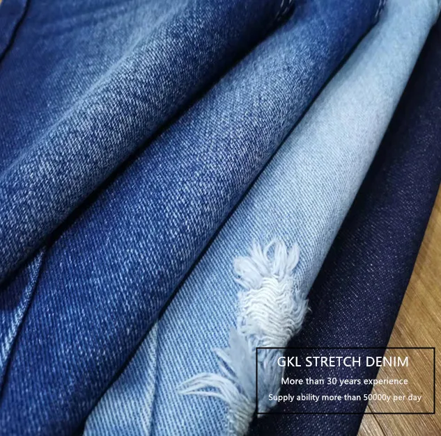factory price denim jeans raw material GL6882-5 95% cotton 5% poly denim fabric dark indigo jeans fabric