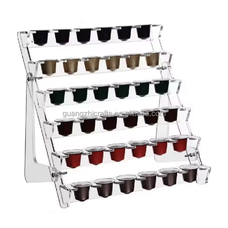 Modern Acrylic Coffee Pod Storage Holder Clear Acrylic 36 Espresso Coffee Capsules Rack