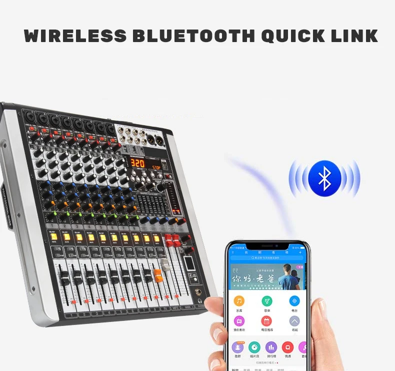 Popular portable mixer with power amplifier can choose 4-16 channel low noise design